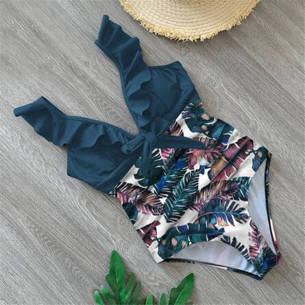 Flirty Elegance Ruffle Ruched Waist One Piece Swimsuit - Image 18