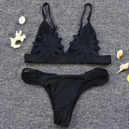 Sunset Crush Sexy 3D Floral Transparent Brazilian Yellow Bikini - Image 20