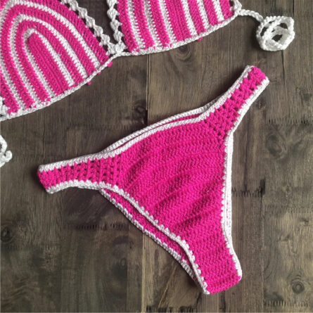 Paradise Perfection Crochet Triangle Bikini Orange Set - Image 27