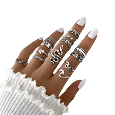 Boho Bliss Silver Gold Ring Set - Image 28