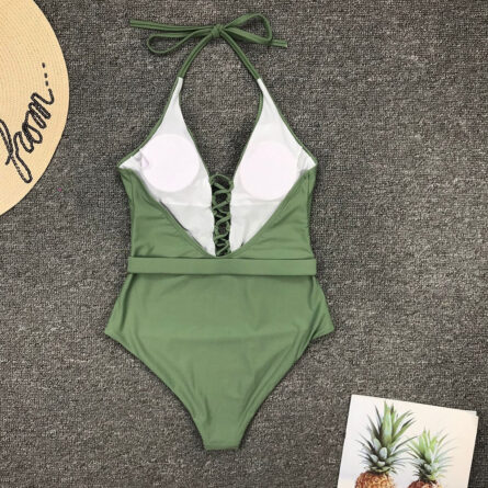 Sunset and Swim Deep-V Swimwear Buckle Waist One Piece Swimsuit – Bild 20