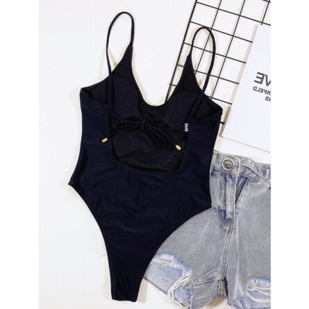 Black Open Back One Piece Swimsuit – Bild 8
