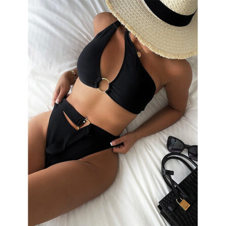 Resort Life Black Hollow Out Bikini Swimsuit - Image 3