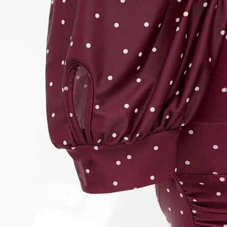 Burgundy Puff Sleeve Modest Swimsuit - Image 24