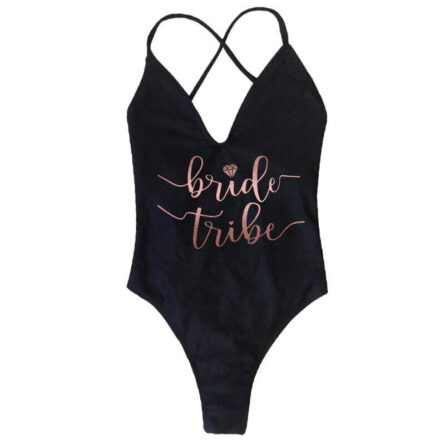 Bride Tribe Lace Back Scrunch Butt Sexy Brazilian Bachelorette Swimsuit – Bild 4