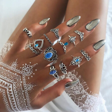 Boho Bliss Silver Gold Ring Set - Image 21
