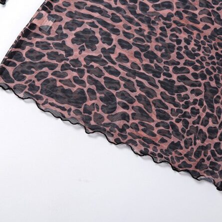Long Sleeve Mesh Leopard Backless Beach Cover Up Dress – Bild 18