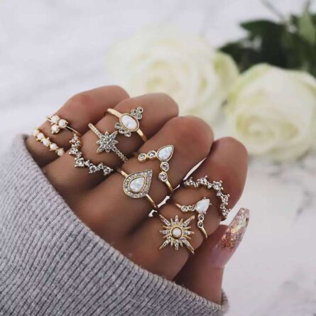 Boho Bliss Silver Gold Ring Set - Image 13