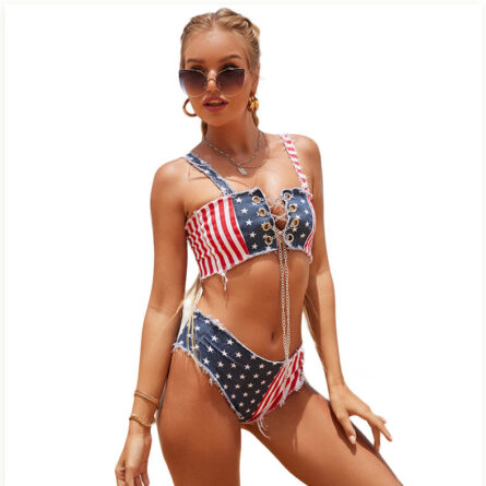 American Flag Denim Bikini - Image 13