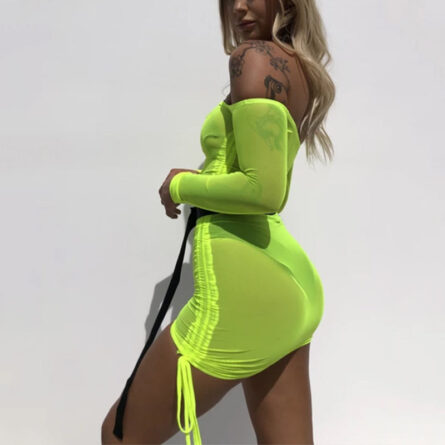 Stolen Hearts Mesh Neon Bodycon Beach Cover Up Dress - Image 12