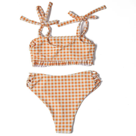 Vintage Vibes Gingham Plaid High Waisted Two-Piece Bikini - Image 34