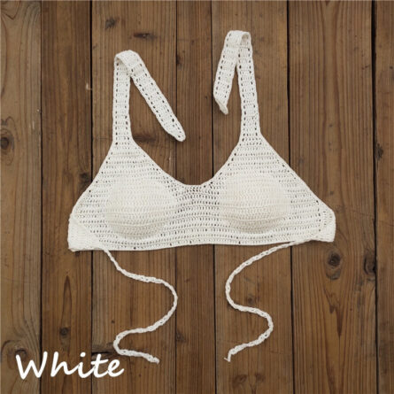 Cabana Push Up Knitted Crochet Halter Bikini Top - Image 13