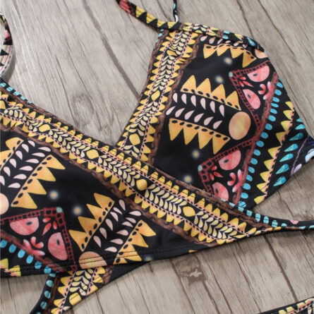 Aztec Temptation Hollow Out Strappy Bandage Bikini - Image 11
