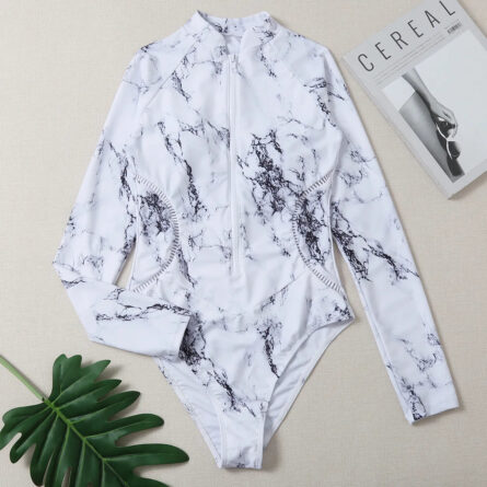 Ocean Drift Long Sleeve Rash Guard Zipper Swimsuit - Image 6