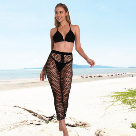 Sultry Sands 3-Piece Crochet Beach Pants Cover Up Bikini Set - Image 15