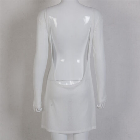 Alexandra Sexy White Beach Cover Up Dress Mesh Backless Mini Dress - Image 13