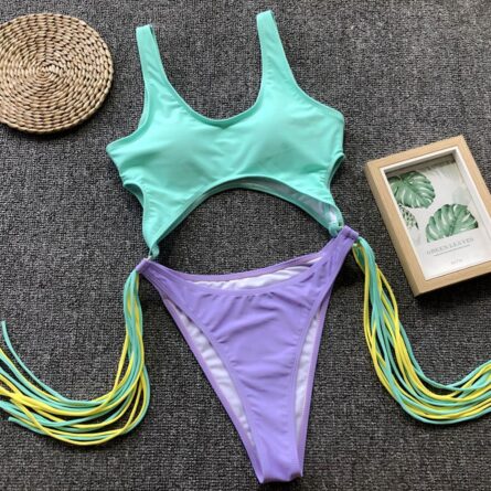 Tassel Dreams Underboob High Cut Out Swimsuit - Image 36