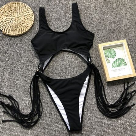 Tassel Dreams Underboob High Cut Out Swimsuit - Image 5