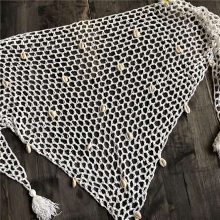 Salty Waves Seashells Crochet Boho Crochet Beach Cover Up Wrap - Image 19
