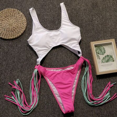 Tassel Dreams Underboob High Cut Out Swimsuit - Image 4