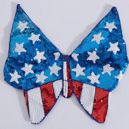 American USA Flag Butterfly Halter V-Neck Sequin Crop Top - Image 7