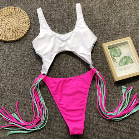 Tassel Dreams Underboob High Cut Out Swimsuit - Image 35