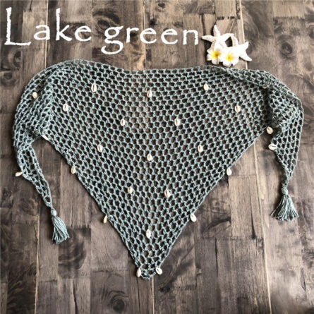 Salty Waves Seashells Crochet Boho Crochet Beach Cover Up Wrap - Image 23