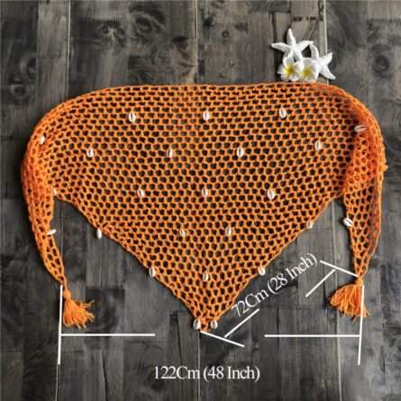 Salty Waves Seashells Crochet Boho Crochet Beach Cover Up Wrap - Image 15