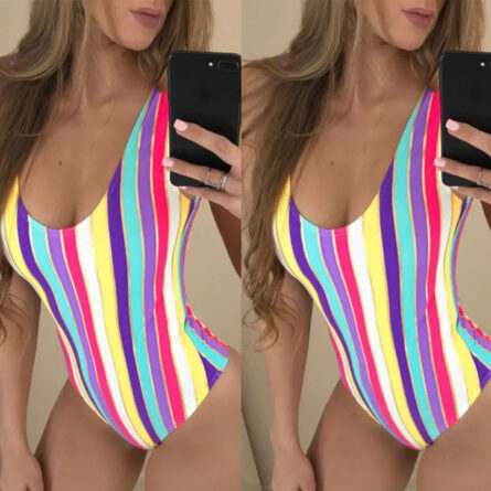 Striped Rainbow Paradise One Piece Swimsuit – Bild 10