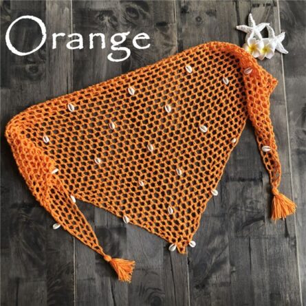 Salty Waves Seashells Crochet Boho Crochet Beach Cover Up Wrap - Image 4