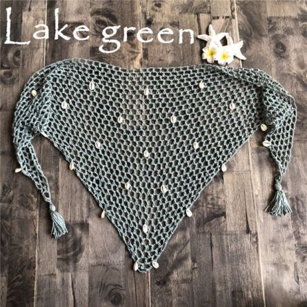 Salty Waves Seashells Crochet Boho Crochet Beach Cover Up Wrap - Image 8