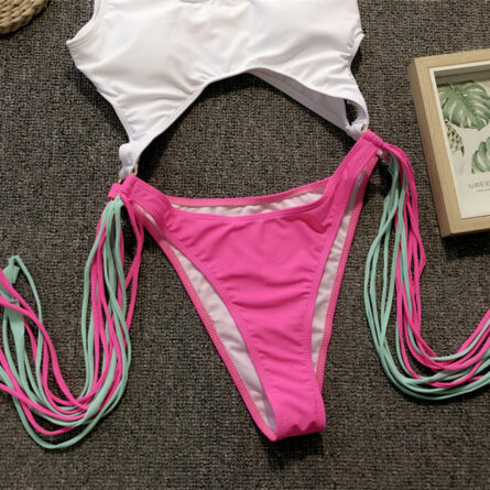 Tassel Dreams Underboob High Cut Out Swimsuit - Image 34