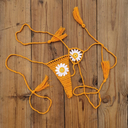 Sweet Sunflower Crochet Micro Thong String Bikini Bottom - Image 17