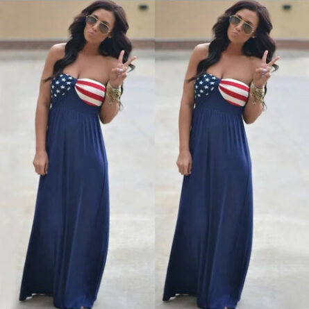USA Flag Strapless Maxi Dress - Image 4