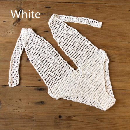 See Through Deep Plunge Boho Crochet One Piece Swimsuit - Image 19
