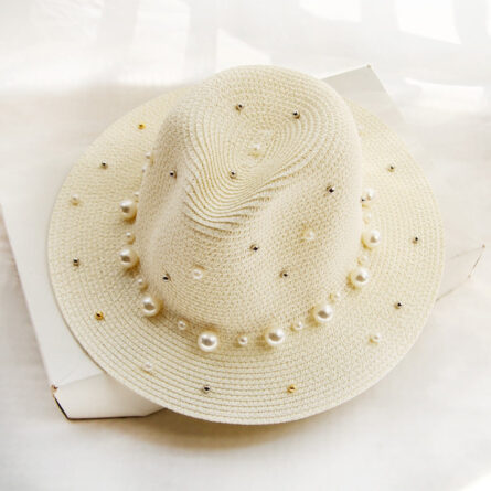 Pearl Beach Elegance Summer Straw Sun Hat - Image 3