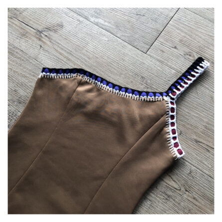 New Arrival Brown Color One Piece Neoprene One Shoulder Swimsuit - Image 15