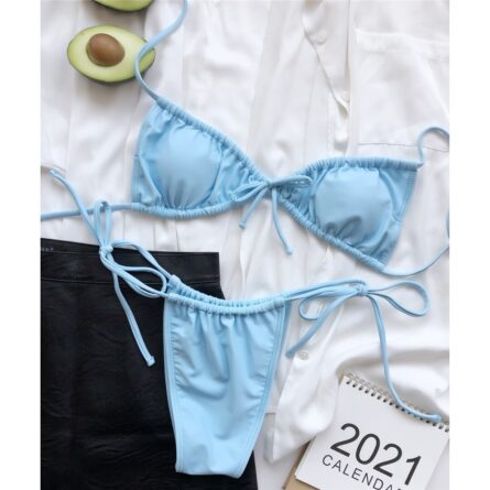 Palm Springs Wrinkled Ruched Brazilian Thong Bikini - Image 7
