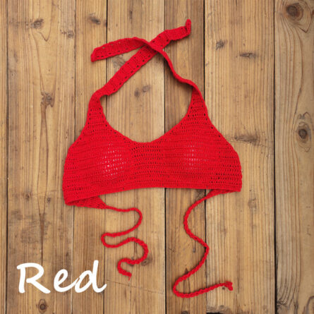 Cabana Push Up Knitted Crochet Halter Bikini Top - Image 30