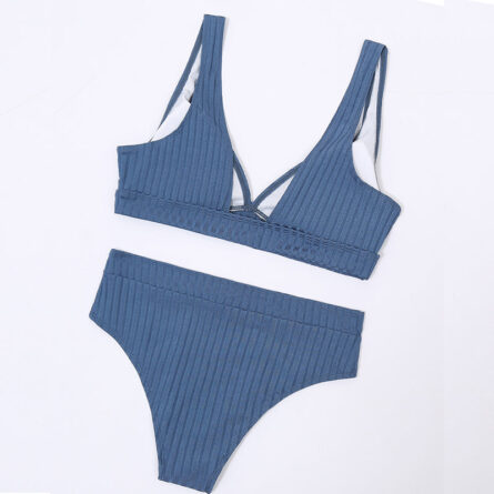 Sunset and Swim Modest Solid High Waist Ribbed Bikini - Image 21