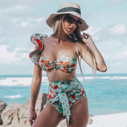 Summer Symphony Ruffled Bandage Belted Bikini - Image 7