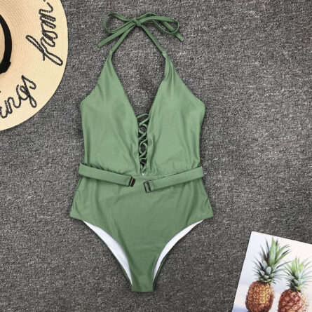 Sunset and Swim Deep-V Swimwear Buckle Waist One Piece Swimsuit – Bild 19