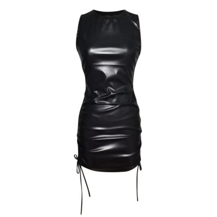 Francesca PU Leather Ruched Bodycon Mini Dress – Bild 24
