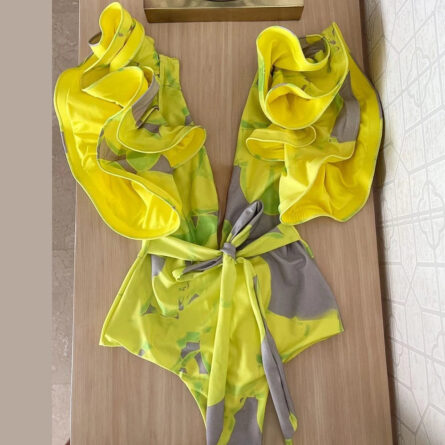 Pure Paradise Ruffle Shoulder Belt Swimsuit - Image 14
