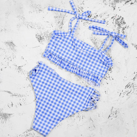 Vintage Vibes Gingham Plaid High Waisted Two-Piece Bikini - Image 20