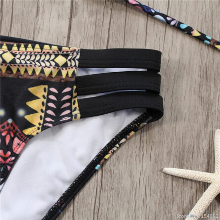 Aztec Temptation Hollow Out Strappy Bandage Bikini - Image 13