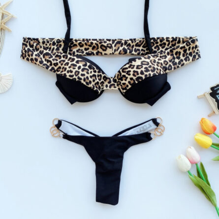 Leopard Deluxe Bling Push Up Thong Bikini - Image 8