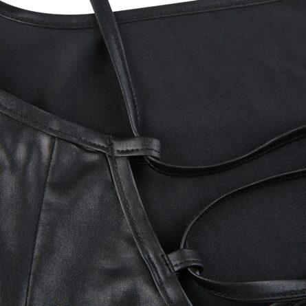 Dominique Back Lace Up Sexy Bodycon Slit Leather Dress – Bild 5