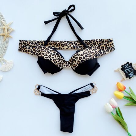 Leopard Deluxe Bling Push Up Thong Bikini - Image 17