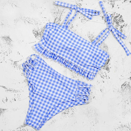 Vintage Vibes Gingham Plaid High Waisted Two-Piece Bikini - Image 19
